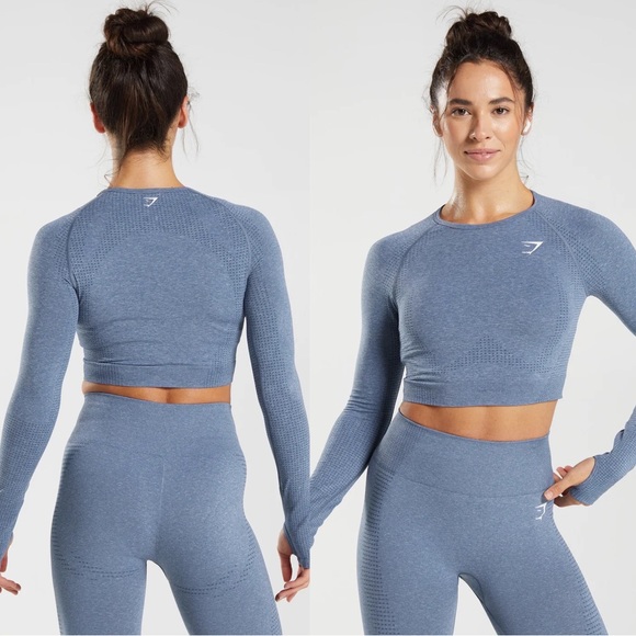 Gymshark Tops - GYMSHARK Vital Seamless Long Sleeve Cropped Top